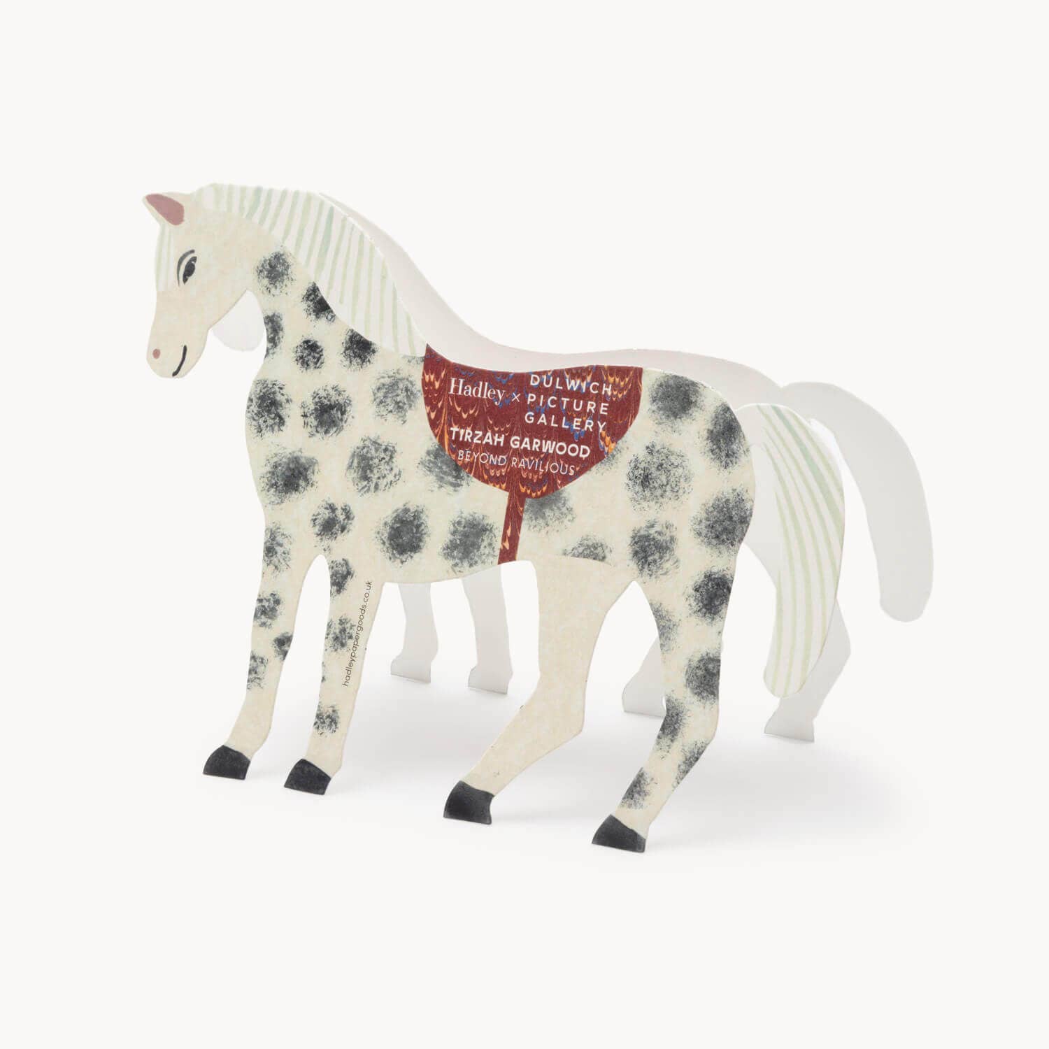 Tirzah's Horse kaart met bladafdrukken en beschilderd papier