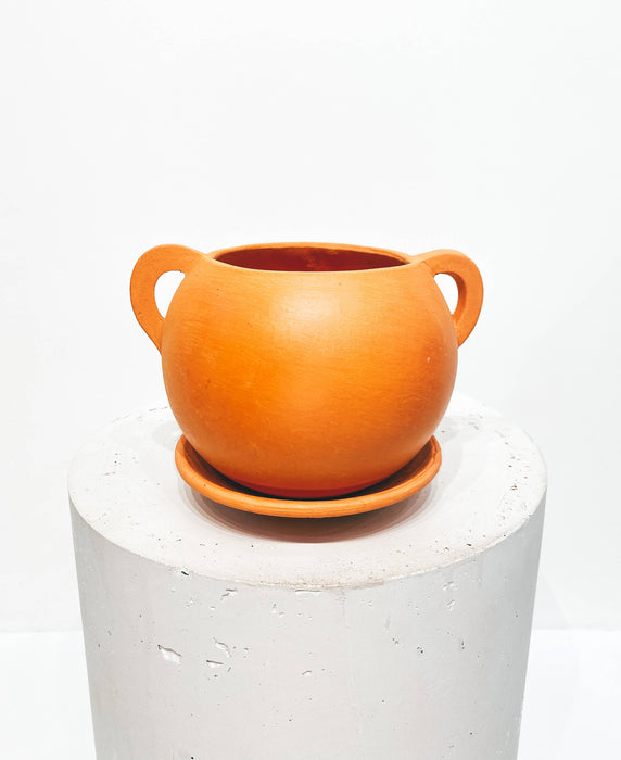 "Bola" terracotta pot with handles D15 H12