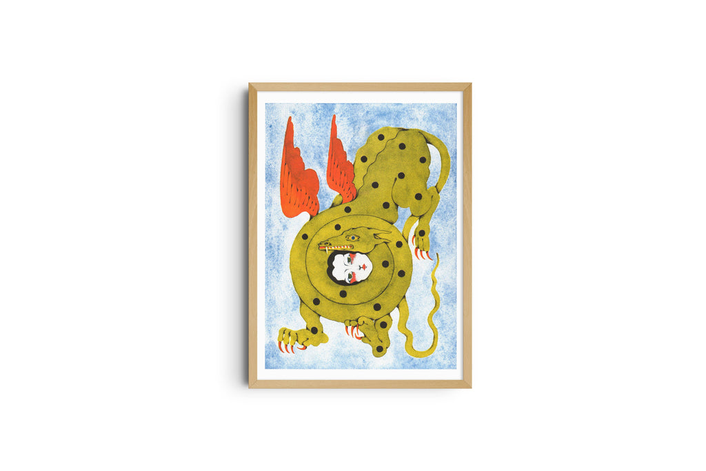 A3 risografieposter The Kiss van Lou Benesch, KIBLIND Atelier