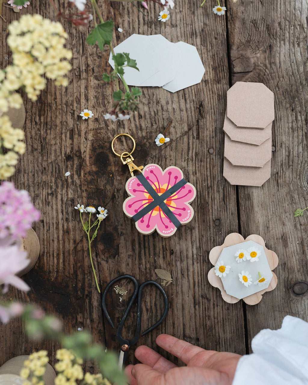 Sleutelhanger Bloemenpers - Sinaasappels & Roze