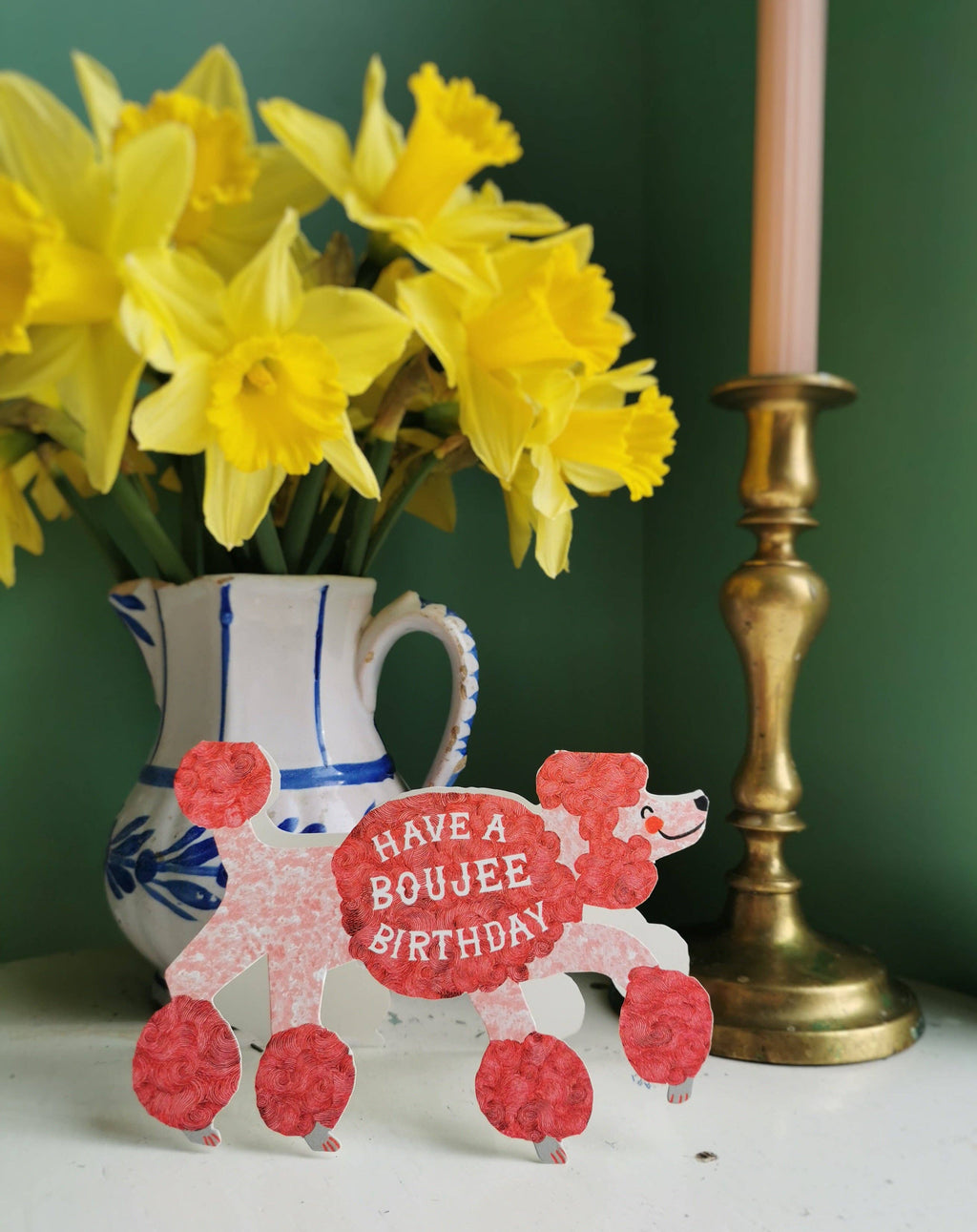 Boujee poedel kaart met gerecyclede envelop