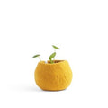 Wollen bloempot rond – oker – S