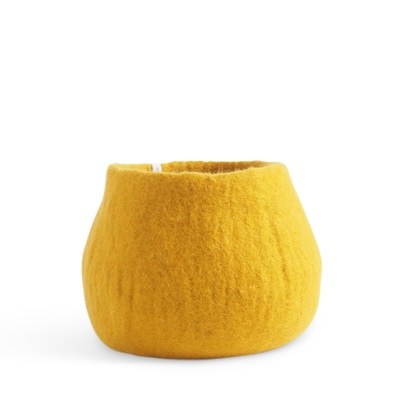 Wollen bloempot rond – oker – M