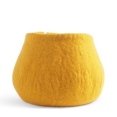 Wollen bloempot rond – oker – L