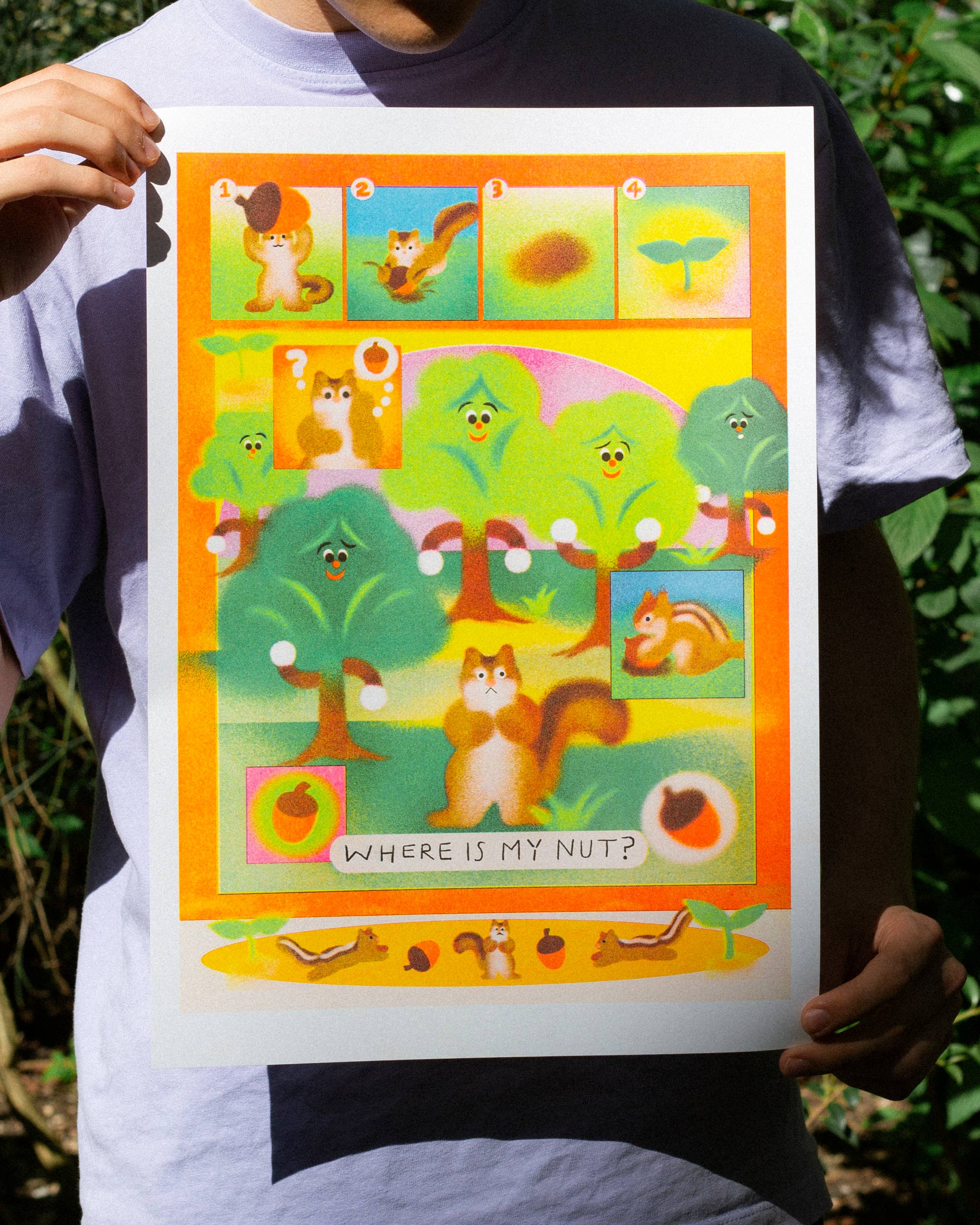 A3 poster 'De Kleine Tuinier' van Zoey Kim, detail van de risografiedruk