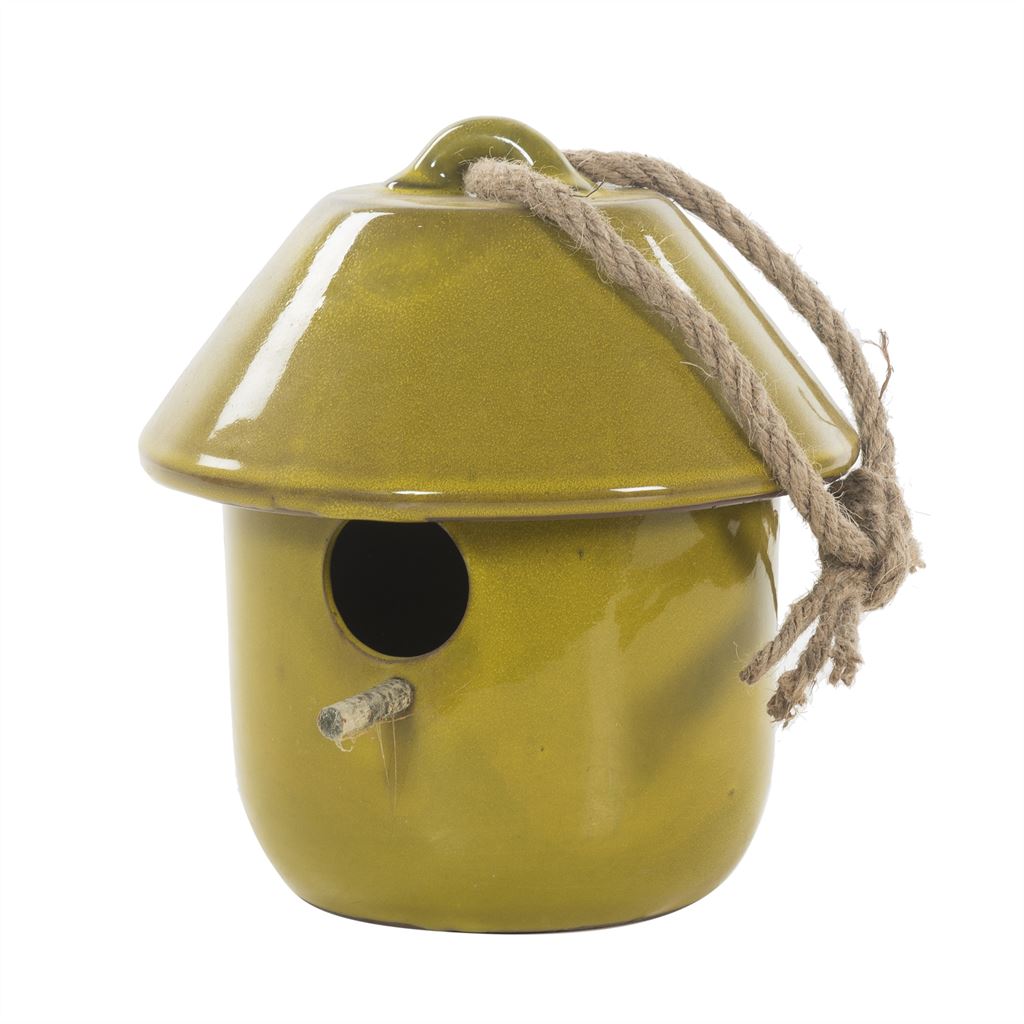 Keramische vogelhuispot geel Ø20 × 20 cm