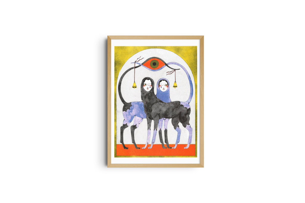 Risografieposter 'The Game' van Lou Benesch, gedrukt door KIBLIND Atelier