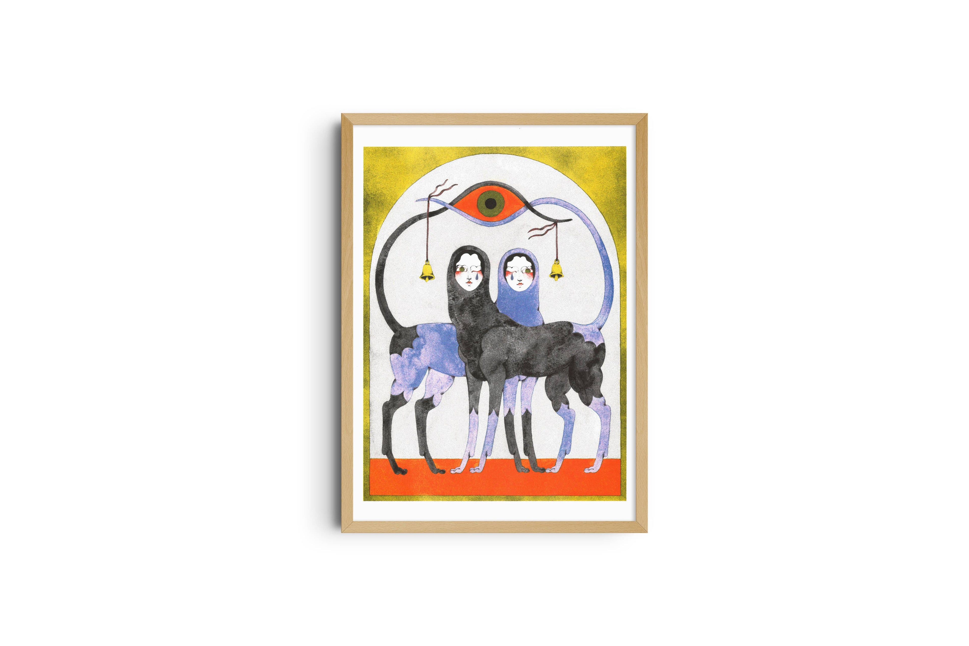 Risografieposter 'The Game' van Lou Benesch, gedrukt door KIBLIND Atelier