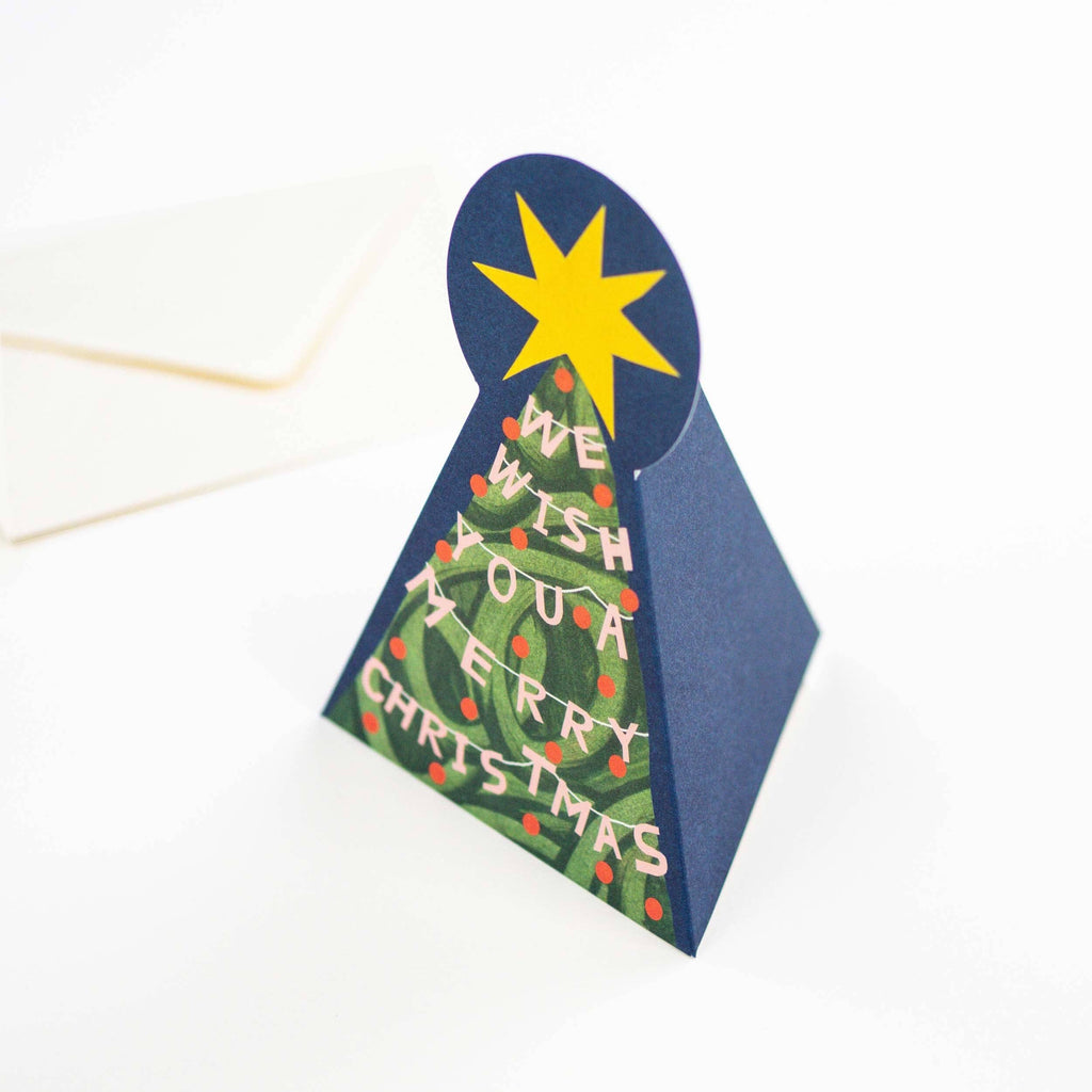 Staande kerstboomkaart, vooraanzicht