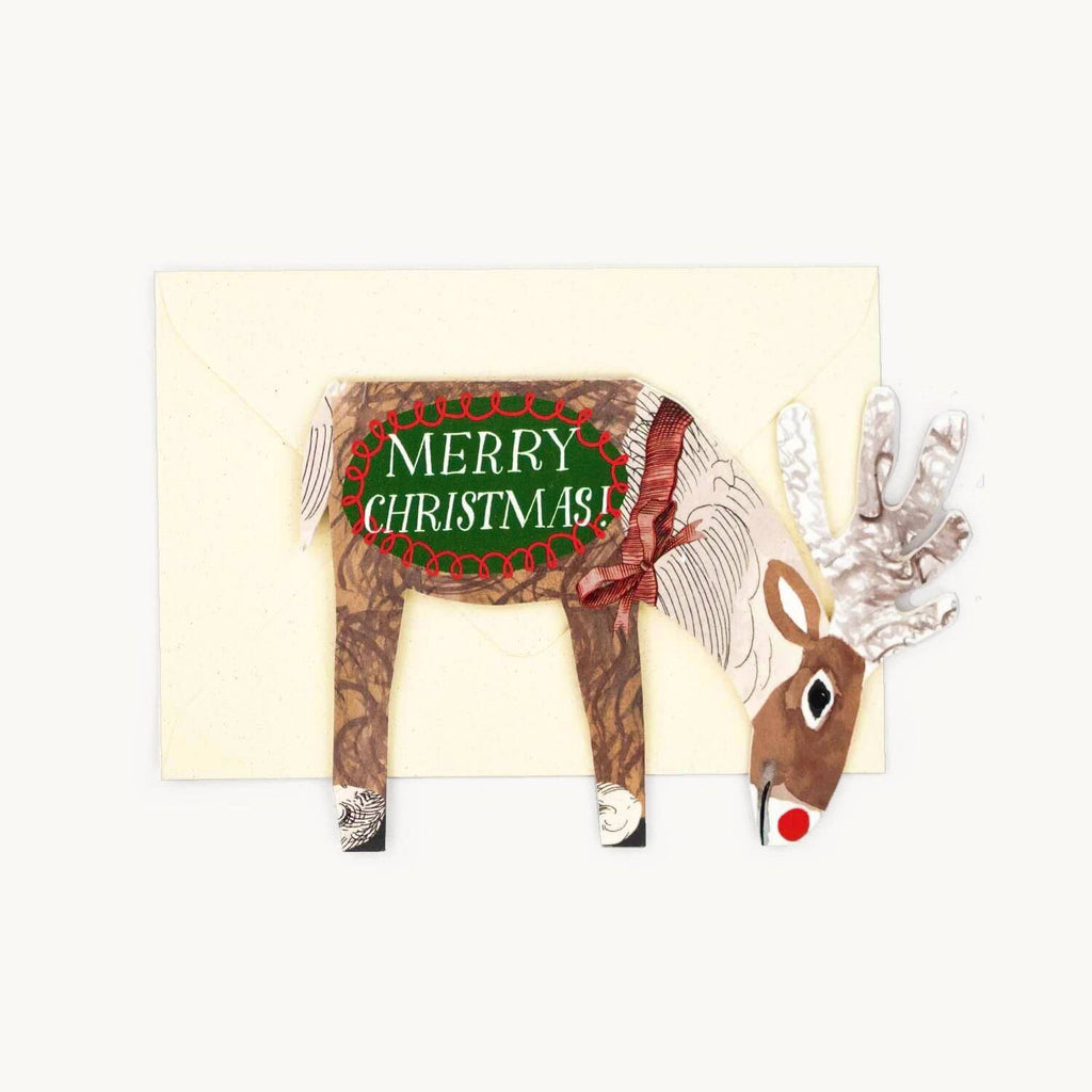Rudolph kerstkaart met vrolijk rendier van Hadley