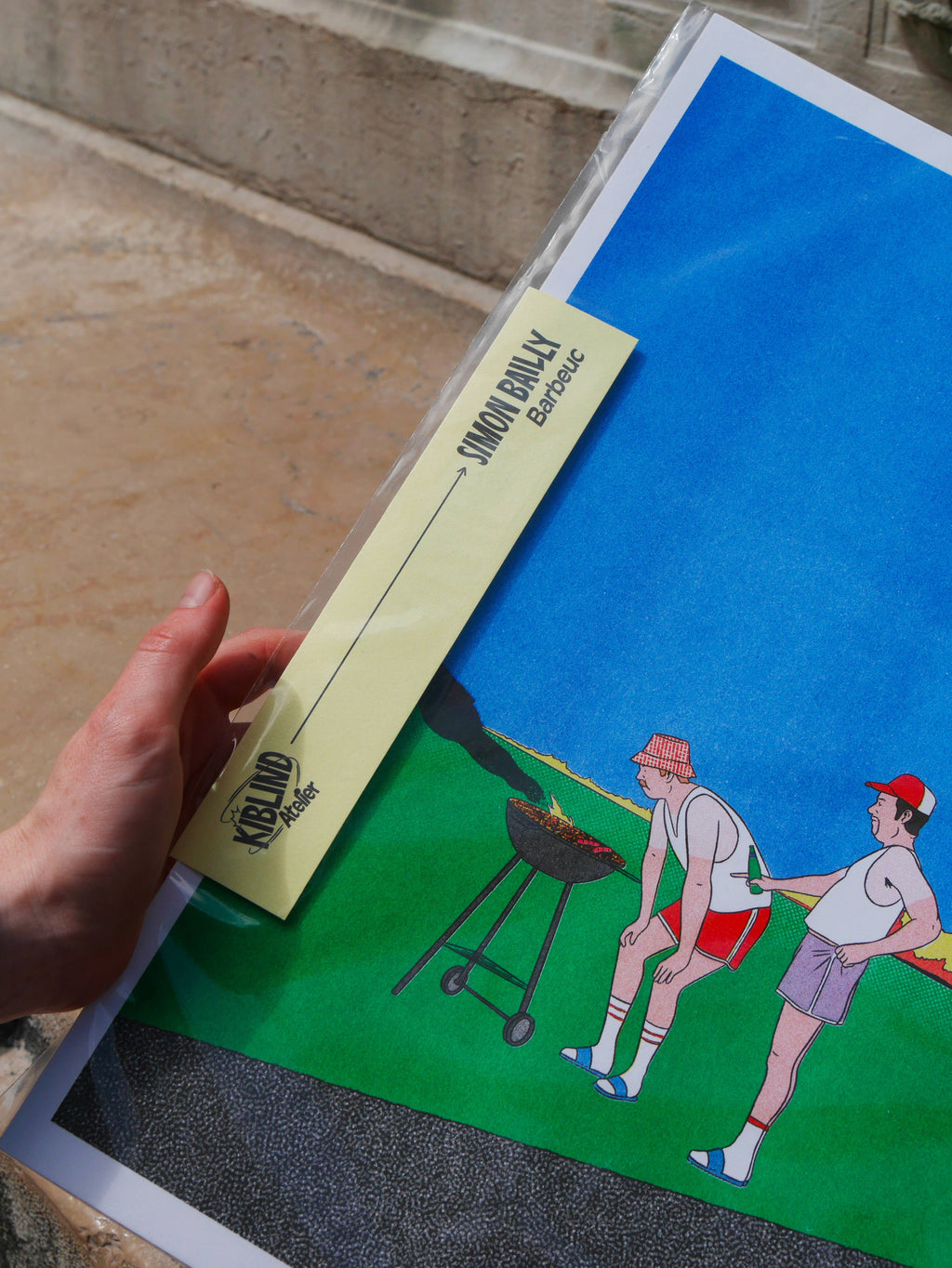 A3 risoposter 'Barbeuc' van Simon Bailly op Munken-papier