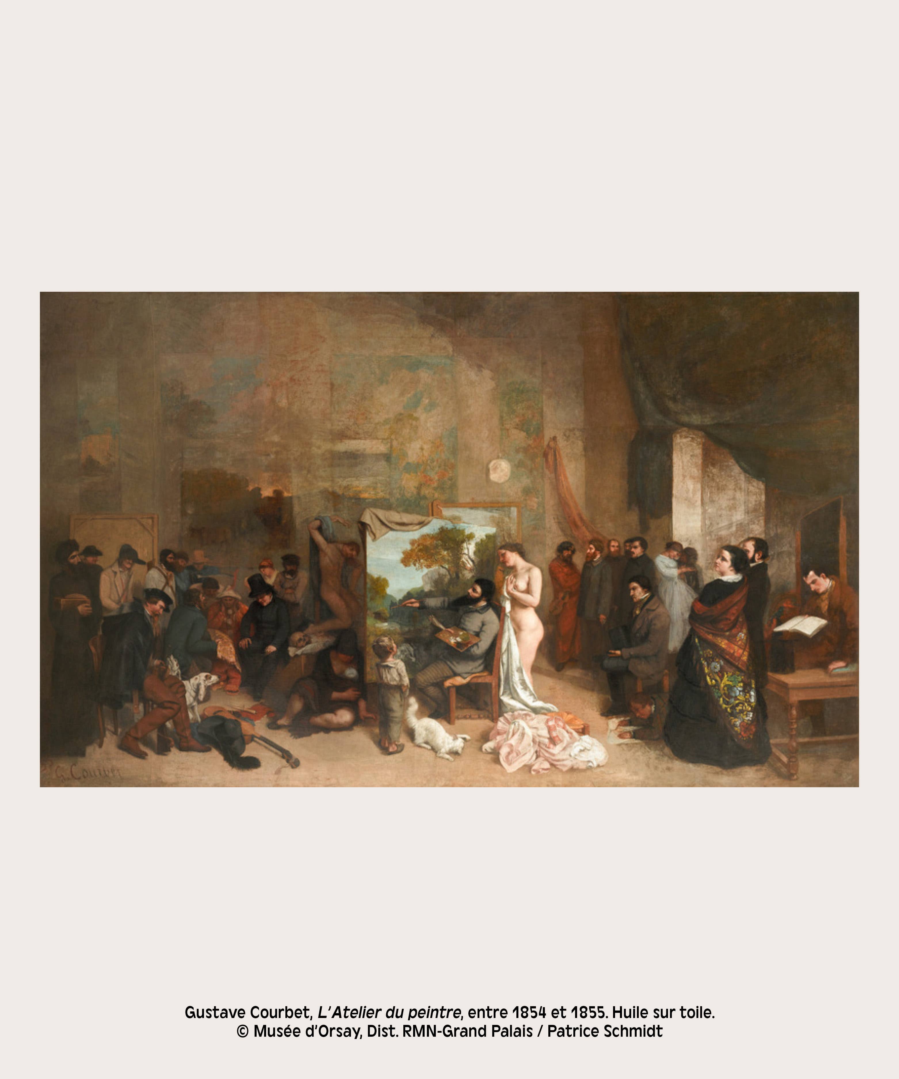 Poster Het atelier van de schilder naar Courbet aan de muur, sfeerbeeld