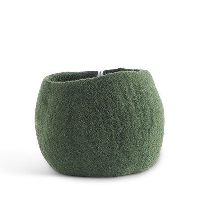 Wollen bloempot rond – mosgroen – M