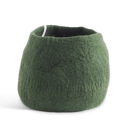 Wollen bloempot rond – mosgroen – L