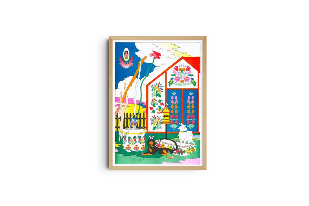 Risografieposter 'Nowhere in Poland' van Abwu, gedrukt door KIBLIND Atelier