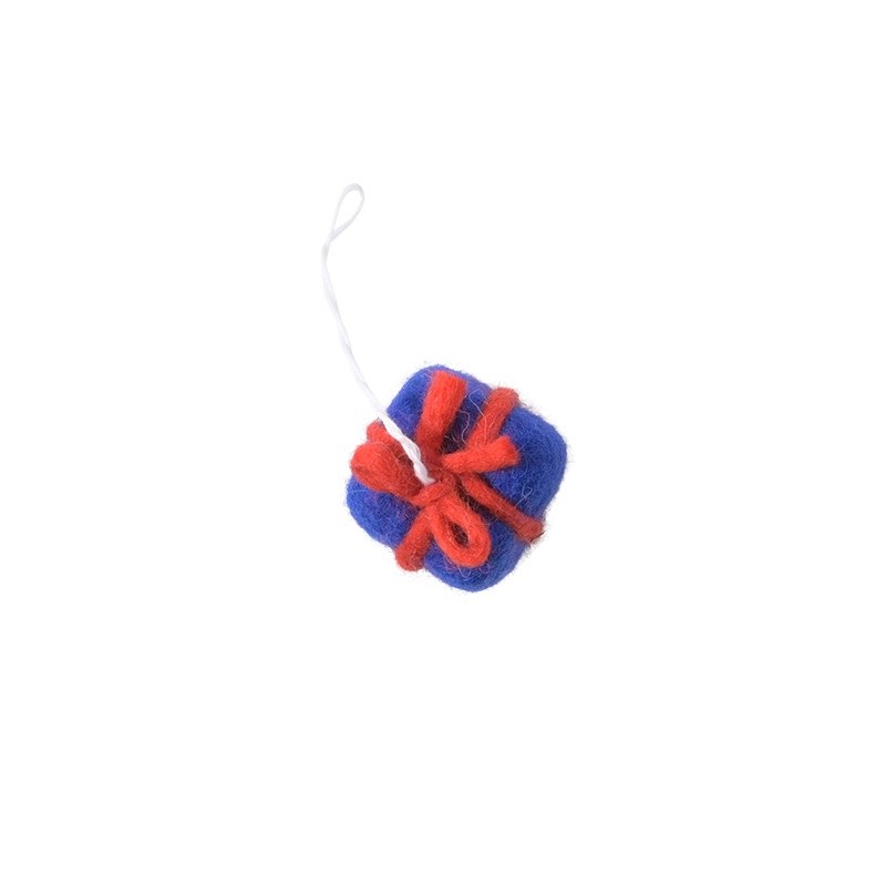 Wollen hangertje cadeautje – Blauw-rood