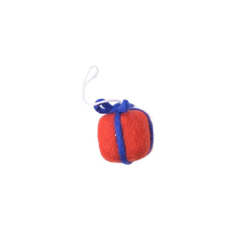 Wollen hangertje cadeautje – Rood-blauw