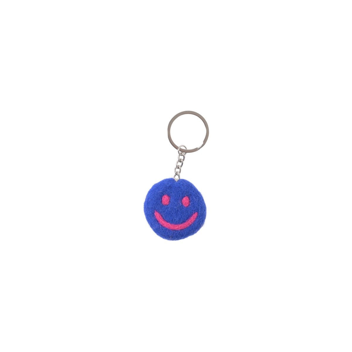 Wollen sleutelhanger Smiley – Felblauw