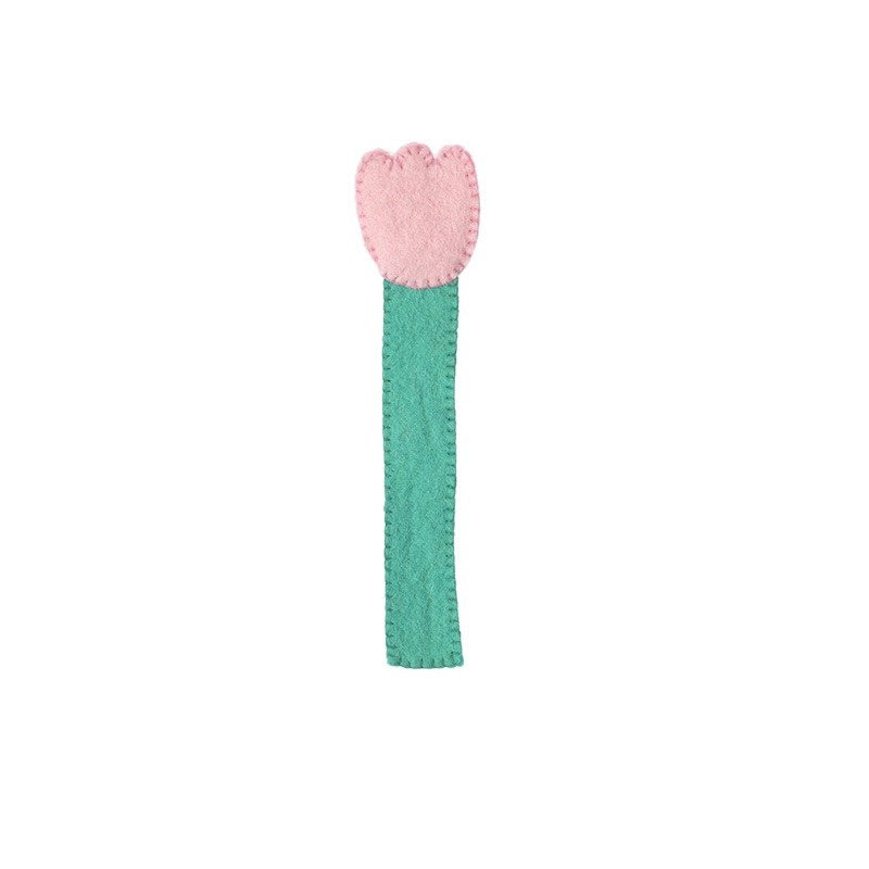 Wollen boekenlegger bloem – Roze