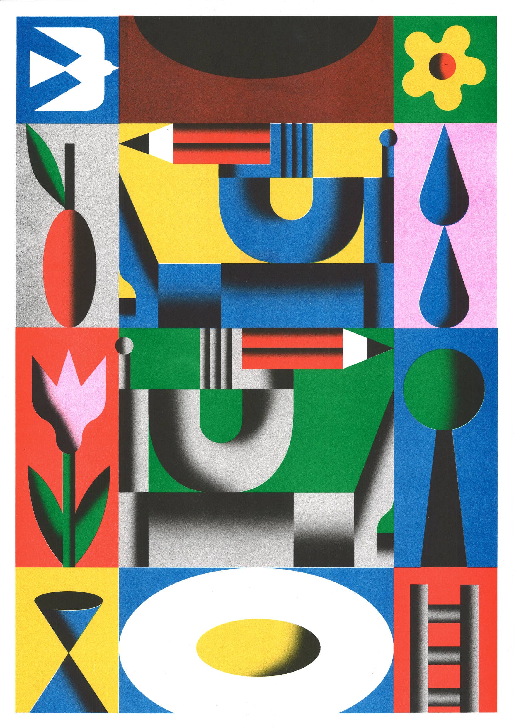 A3 poster van ZEBU, detail van de risografiedruk