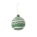 Wollen hangertje kerstbal Classic – Groen-wit