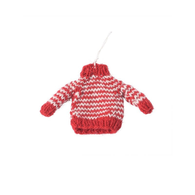 Wollen hangertje gebreide trui – Rood-wit