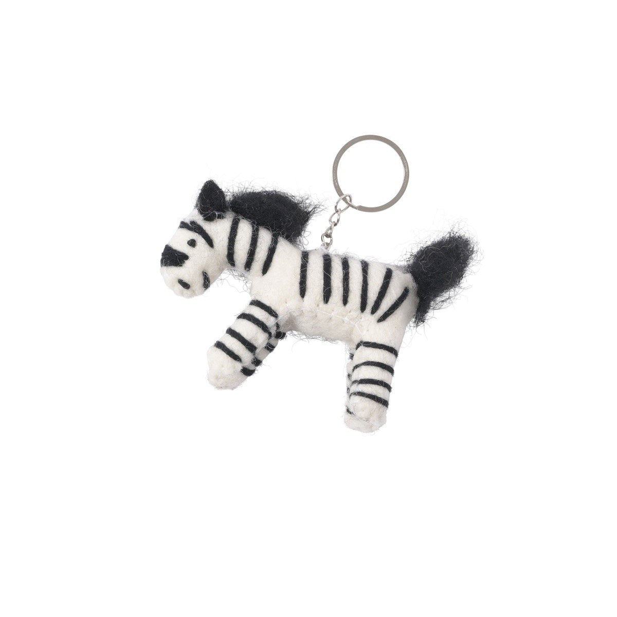 Wollen sleutelhanger zebra