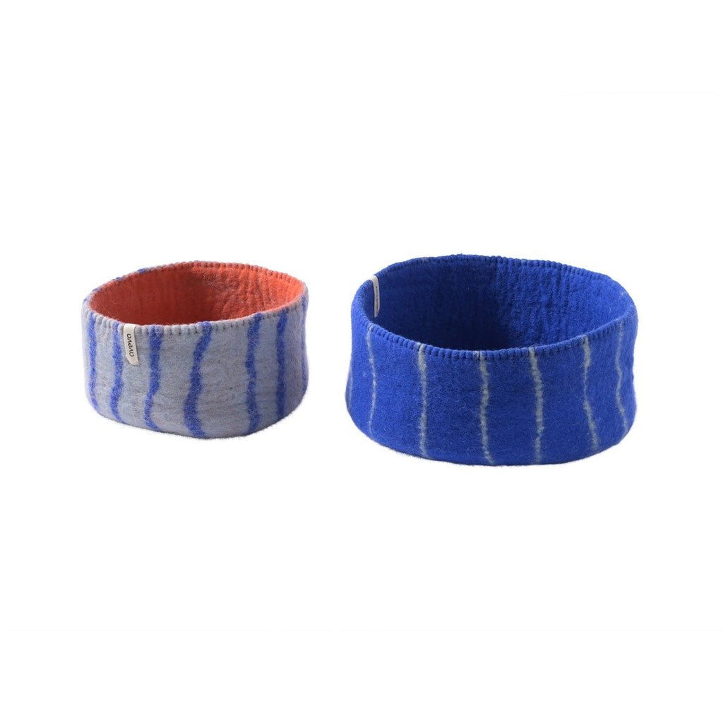 Wollen tafelmandjes felblauw – set van 2
