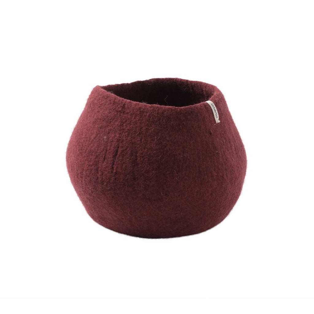 Wollen bloempot rond – bordeaux – L