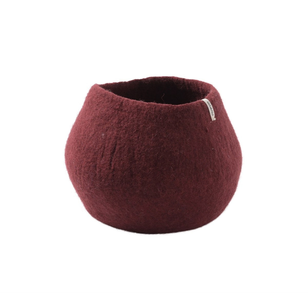 Wollen bloempot rond – bordeaux – L