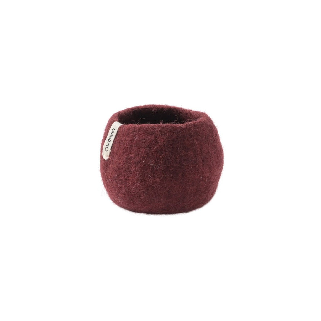 Wollen bloempot rond – bordeaux – S