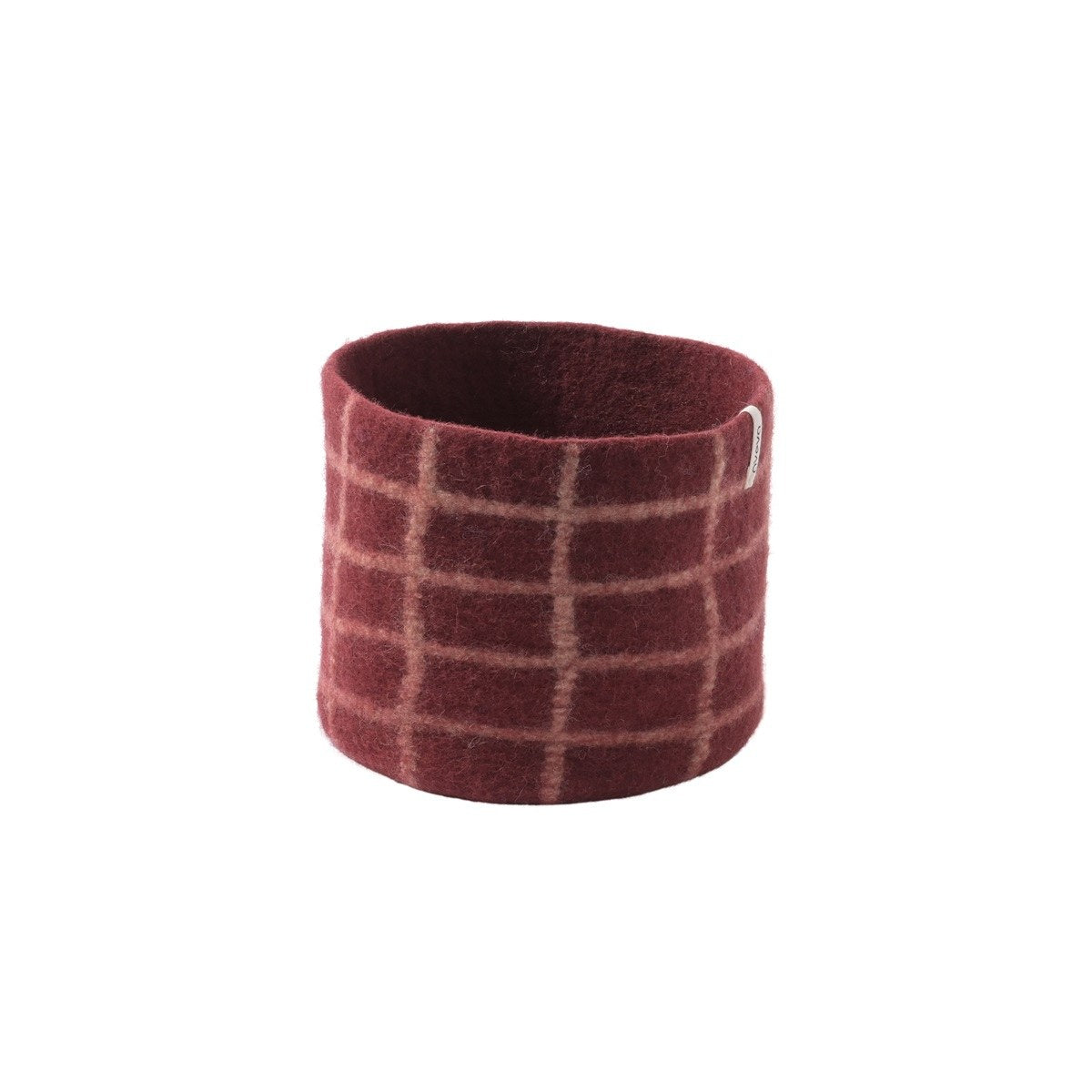 Wollen bloempot – bordeaux ruit – L