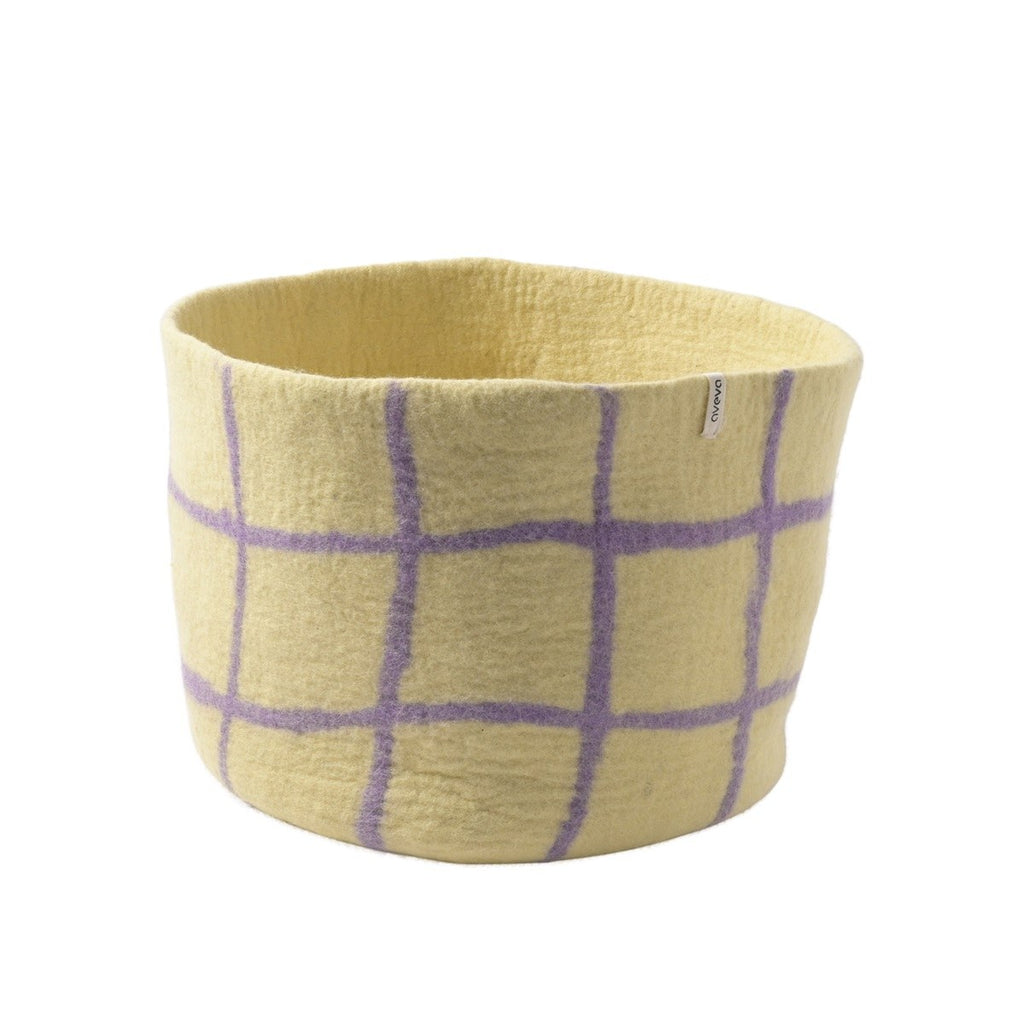 Wollen bloempot – lila ruit – XL