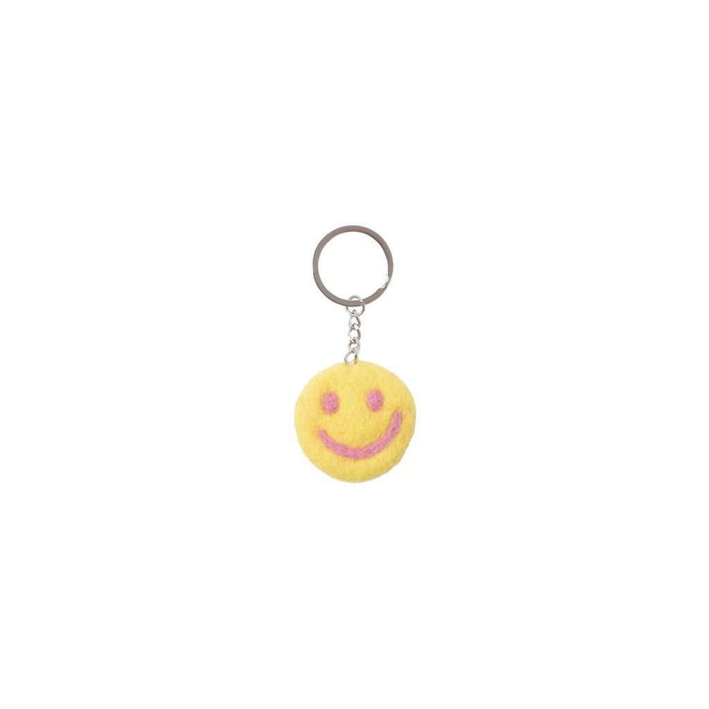 Wollen sleutelhanger Smiley – Citroengeel