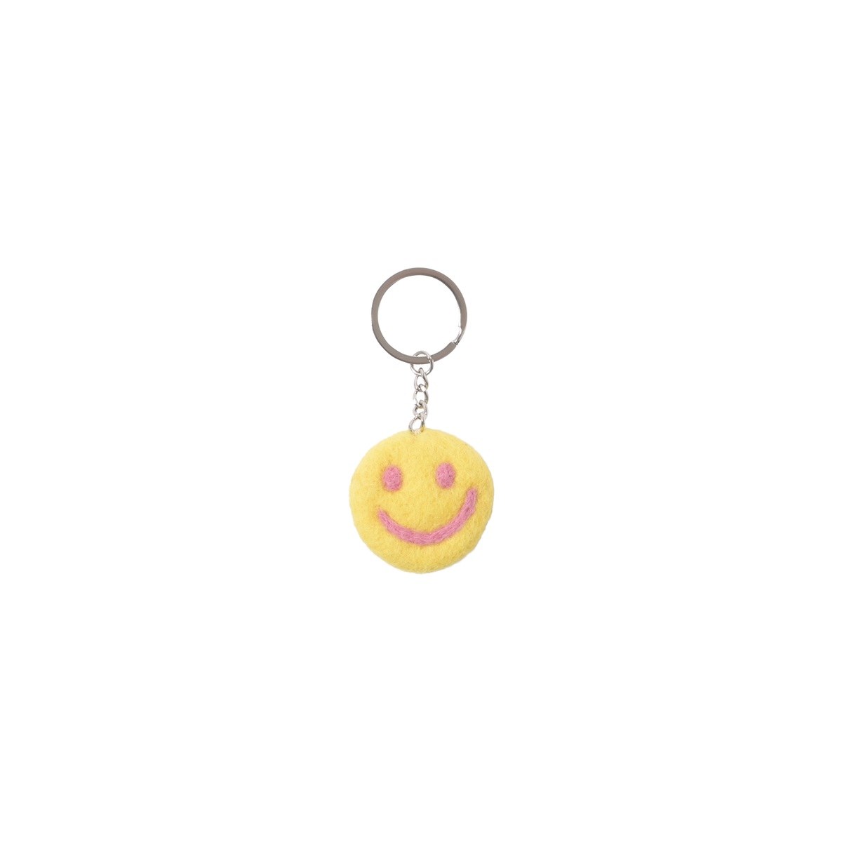 Wollen sleutelhanger Smiley – Citroengeel