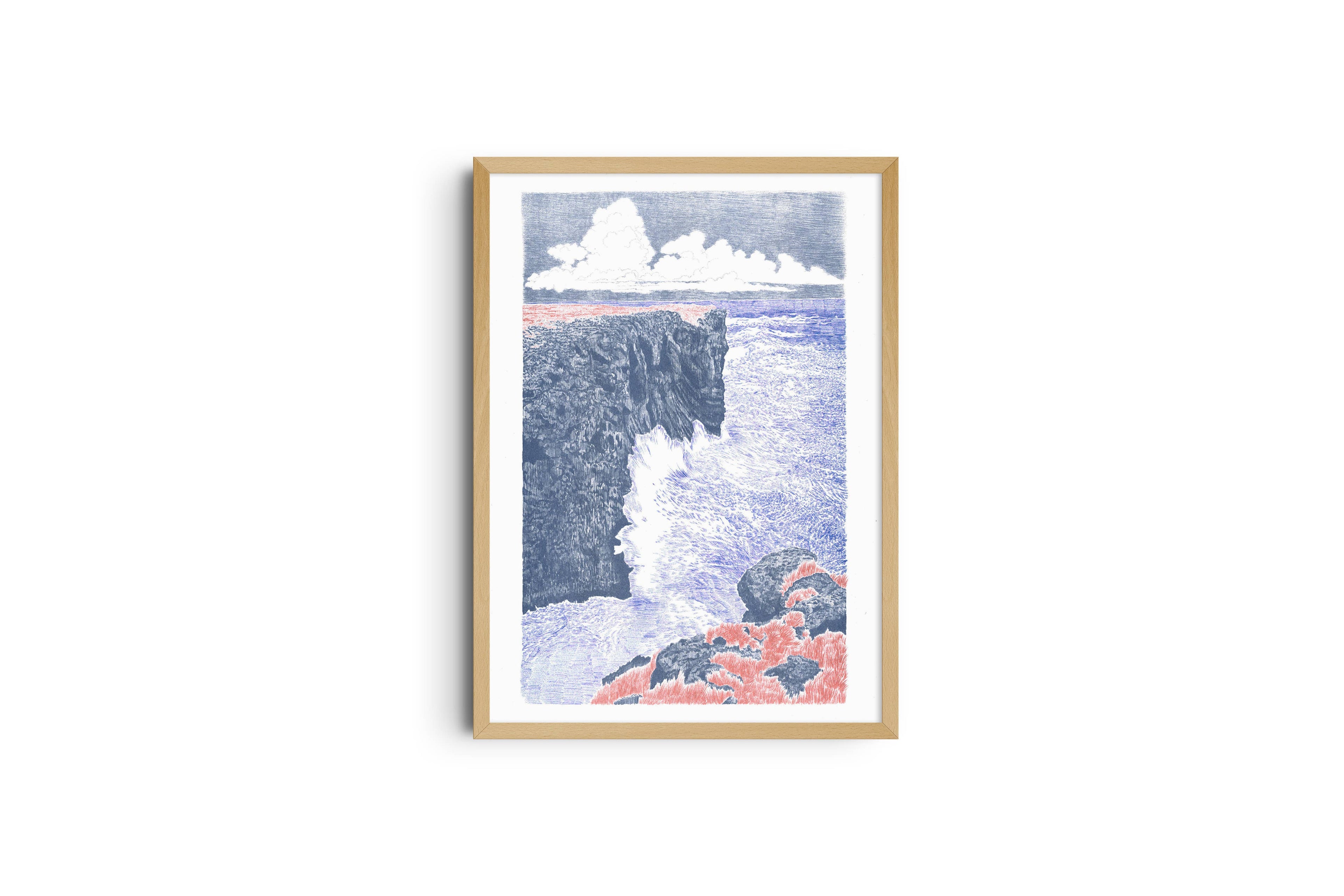 Risografieposter 'Schotland' van Manon Diemer, gedrukt door KIBLIND Atelier