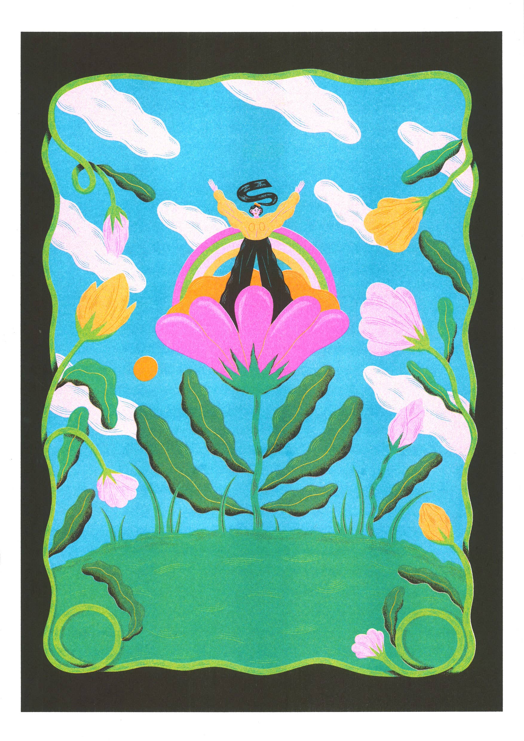 A3 risoposter 'Tijd om te stralen' van Clara Super Duper op Munken-papier