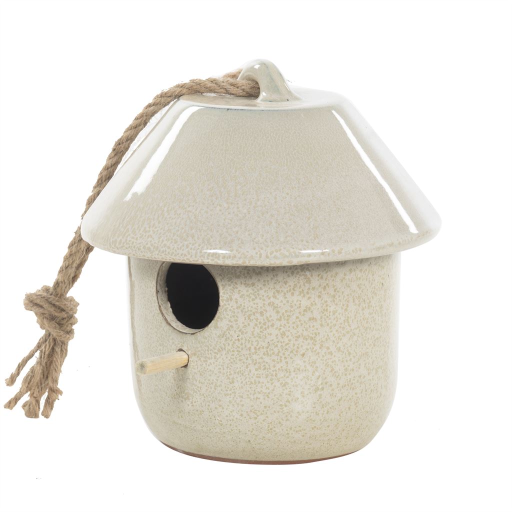 Keramische vogelhuispot cream Ø20 × 20 cm