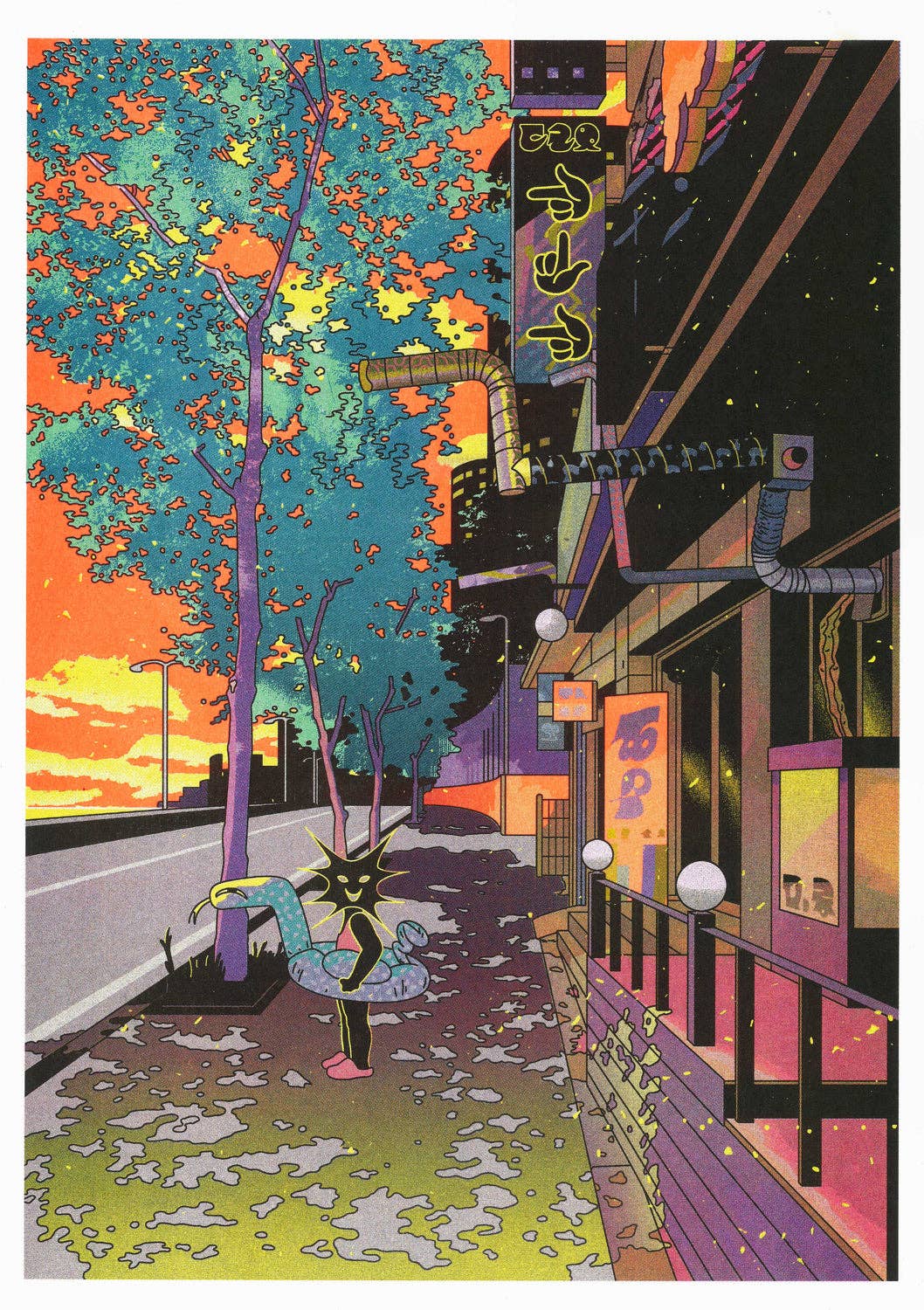 A3 poster 'Zomer 1' van Jinhwa Jang, detail van de risografiedruk