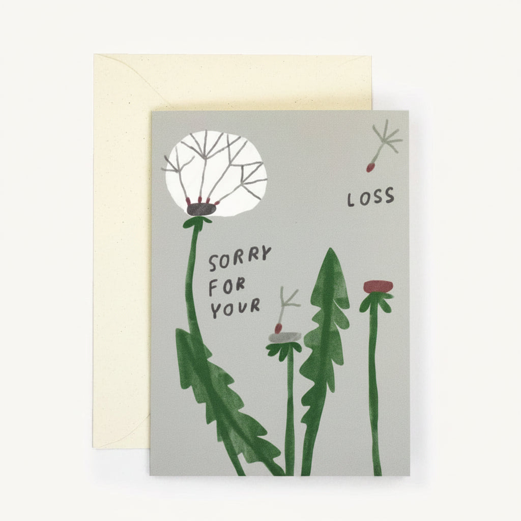 Ingetogen gecondoleerd rouwkaart met poetische illustratie van Hadley