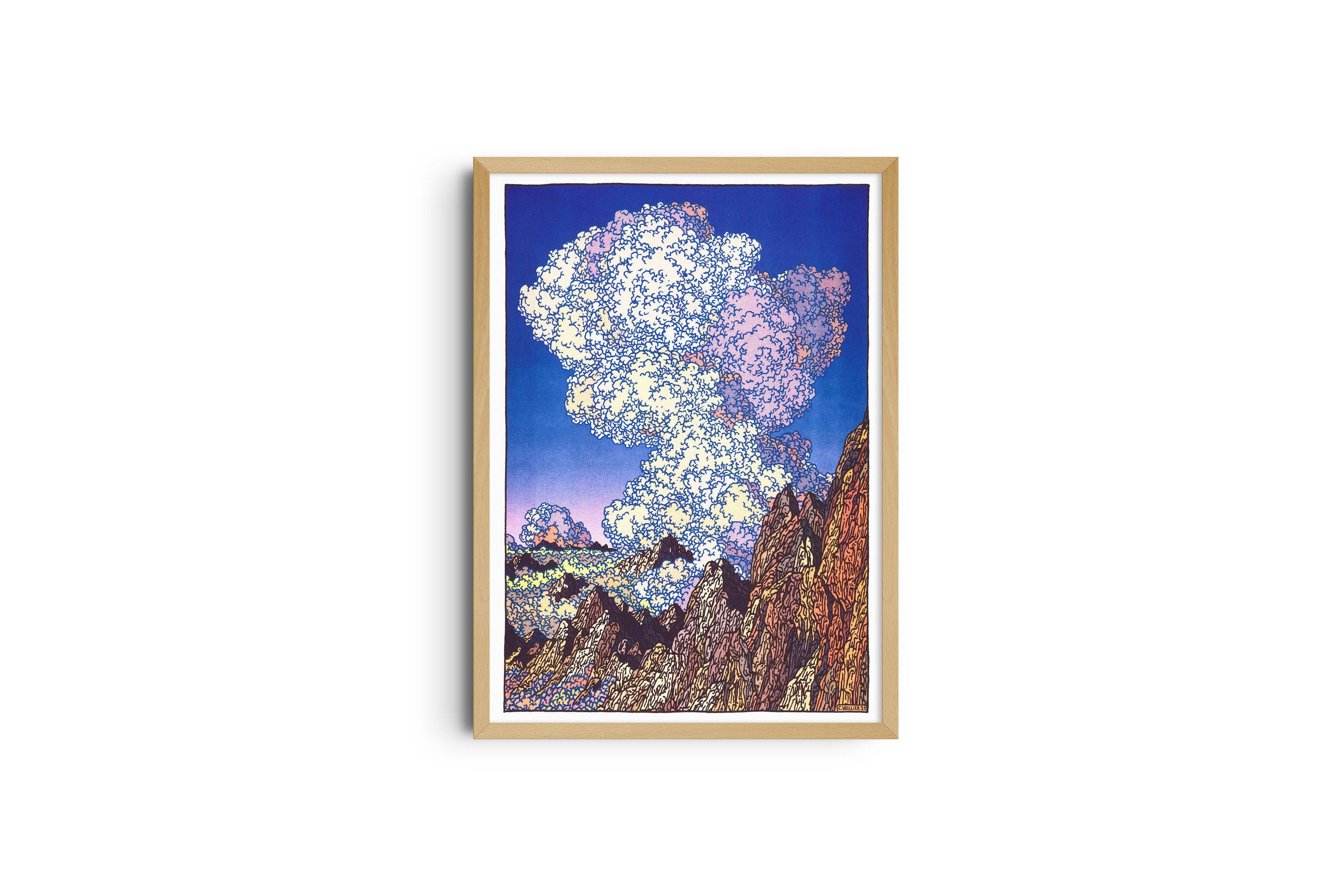 Risografieposter 'Les Dents du Midi' van Clement Vuillier, KIBLIND Atelier