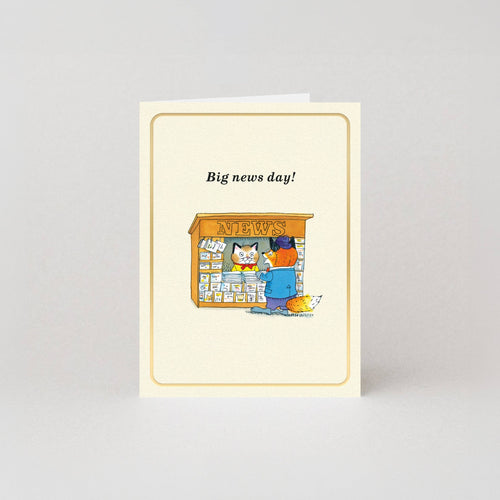 Grote Nieuwsdag goudfolie minikaart van Richard Scarry