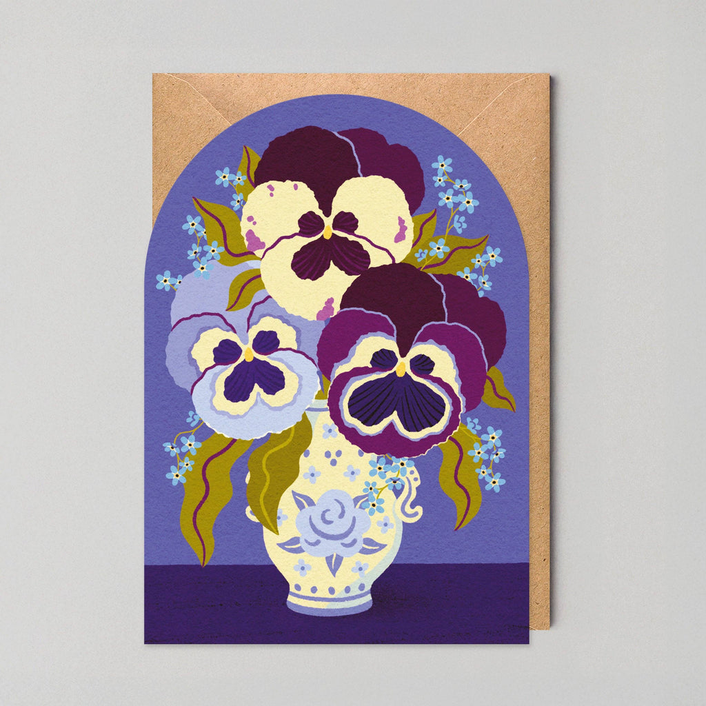 Viola's kaart met viooltjes in blauw-witte vaas, Edyta Demurat