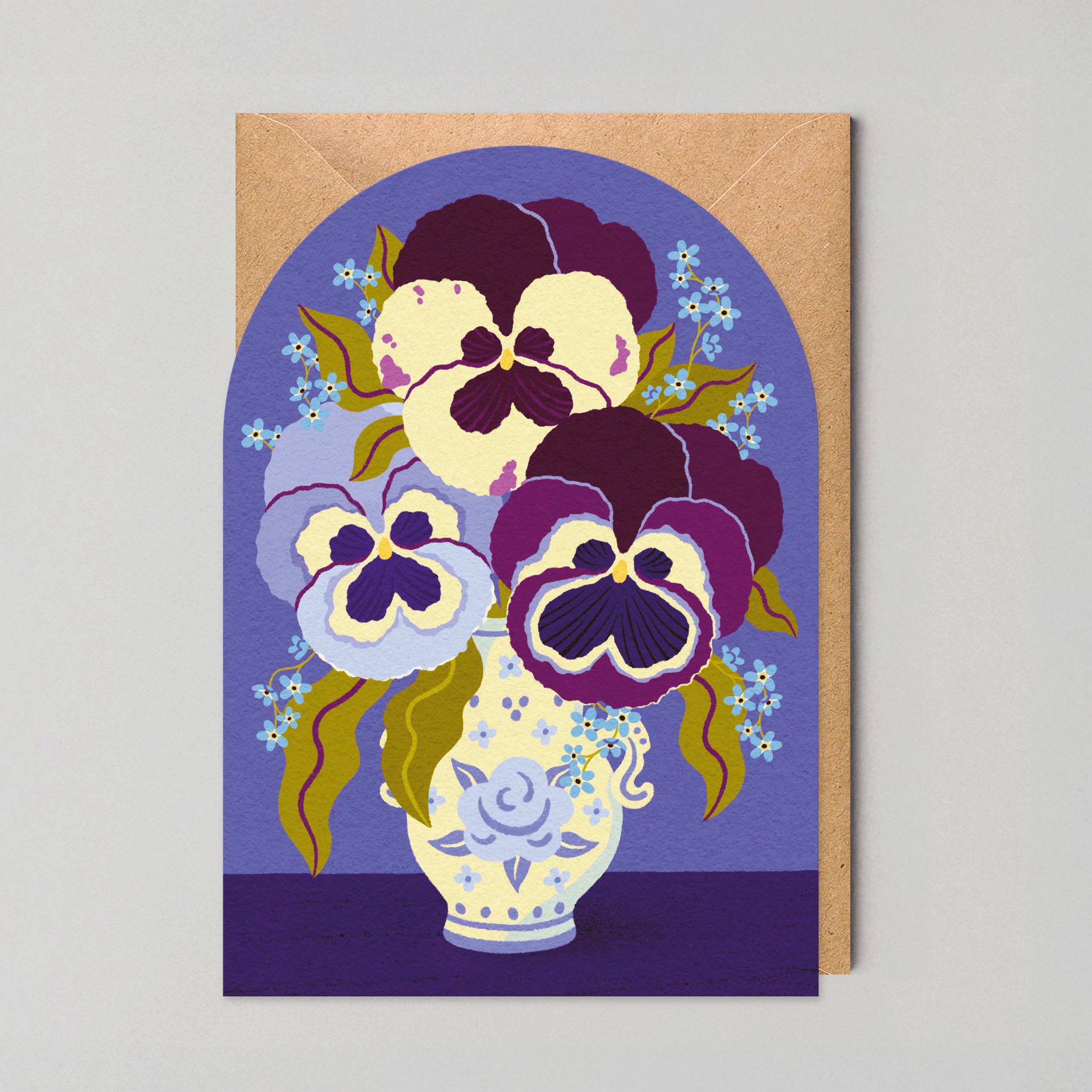 Viola's kaart met viooltjes in blauw-witte vaas, Edyta Demurat