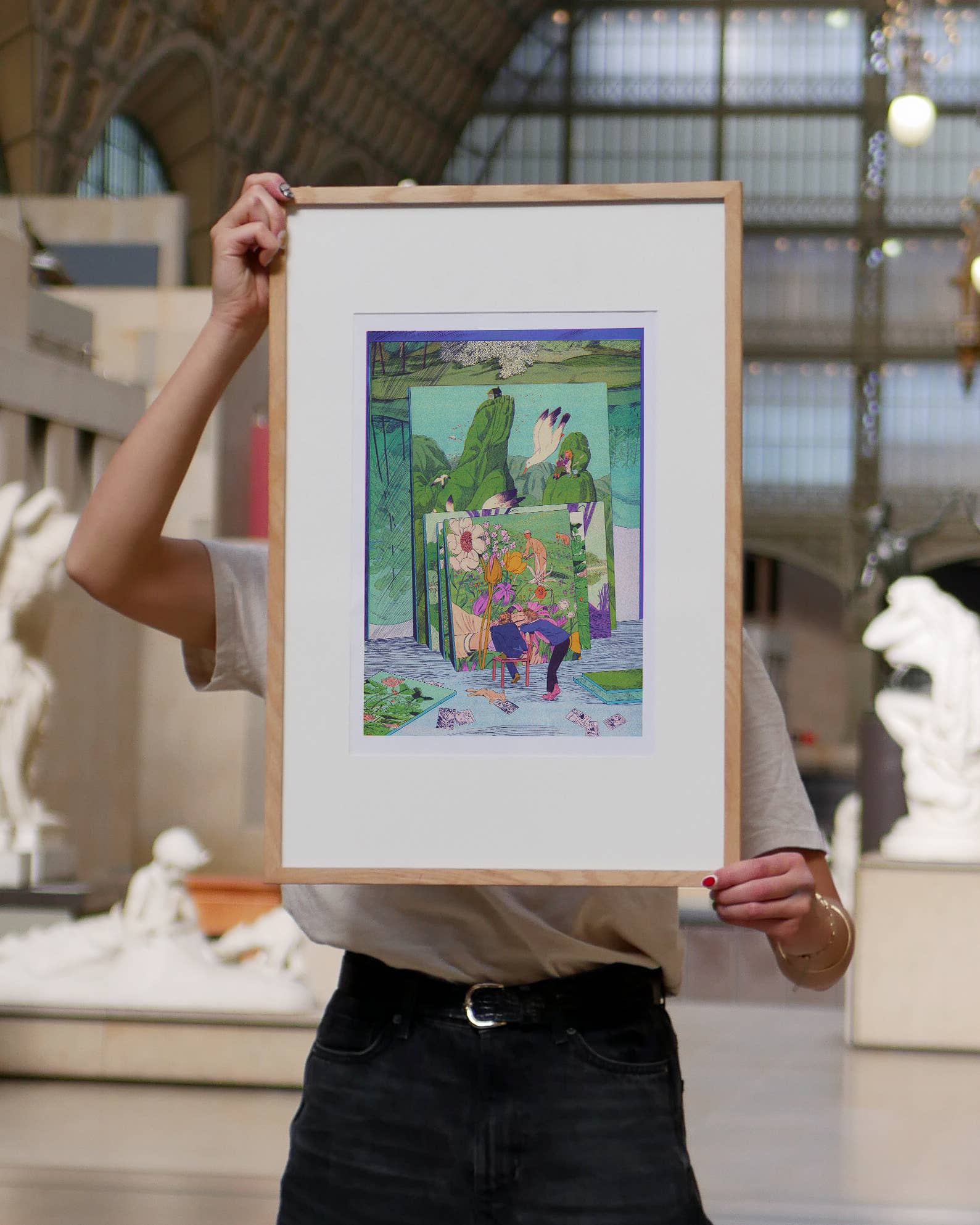 Risoposter Het atelier van de schilder van Karlotta Freier, detailbeeld
