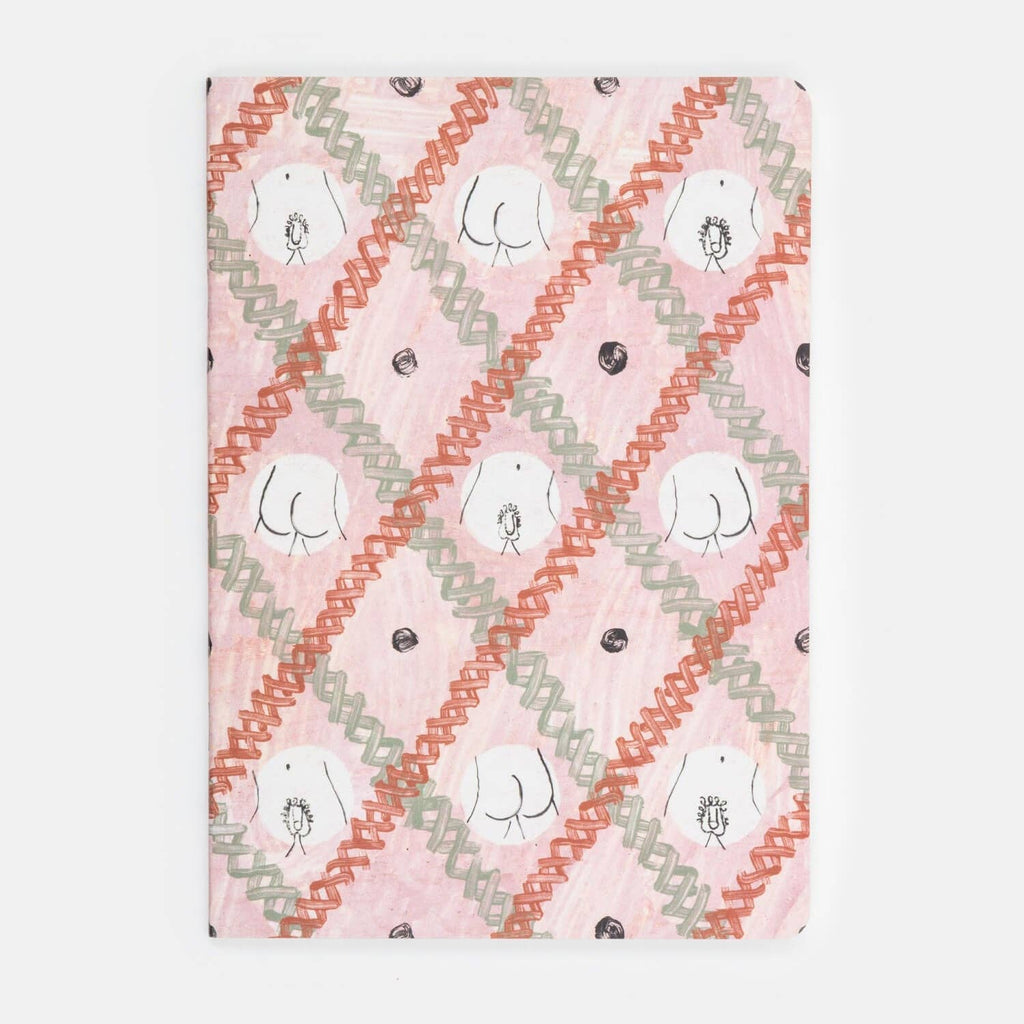Roze A5 schetsboek The Penis One, vooraanzicht