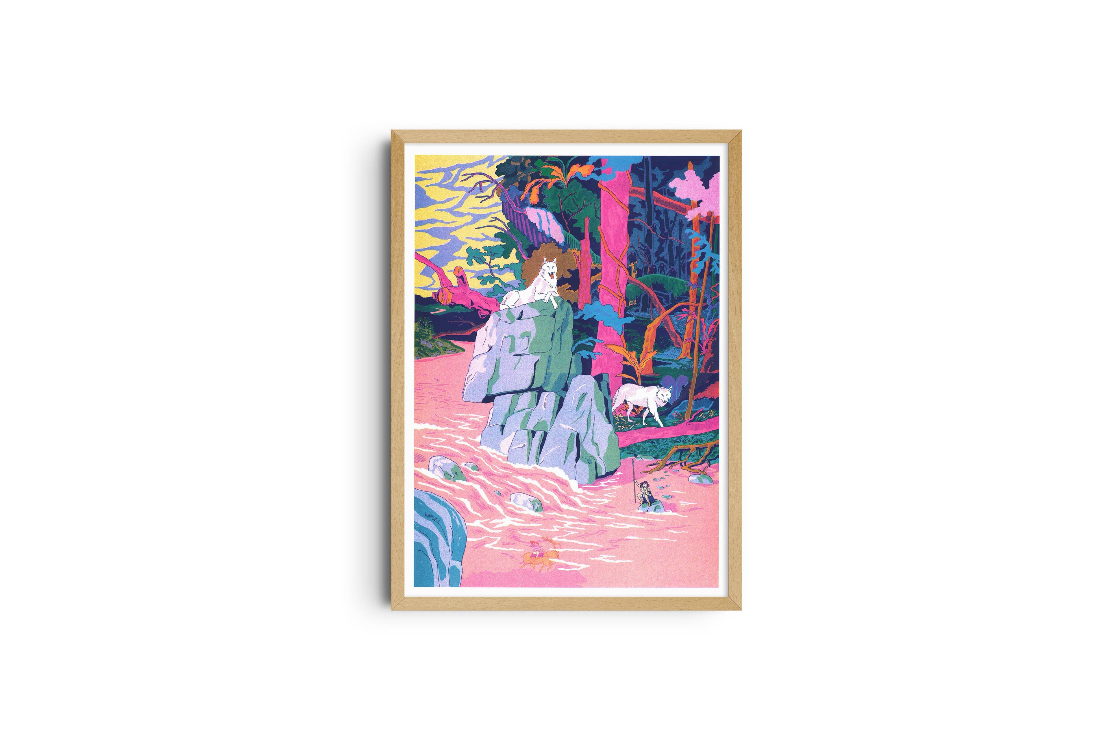 Risoposter Prinses Mononoke door Simon Roussin, gedrukt door KIBLIND Atelier
