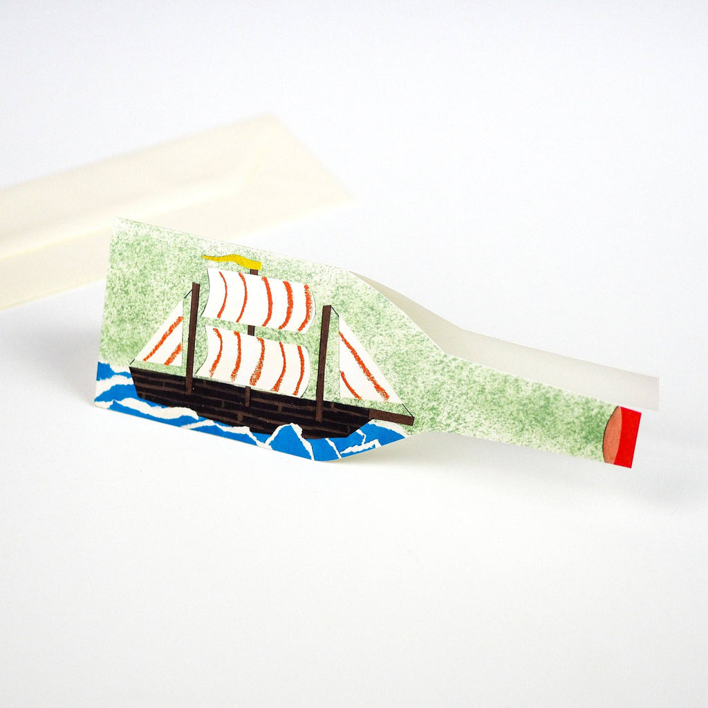 Schip in een fles nautische kaart