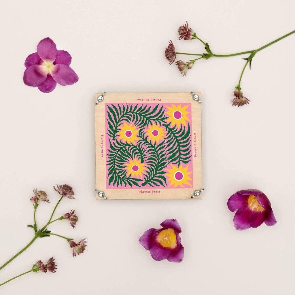 Verpakking van de Kaardebol bloemenpers van Studio Wald