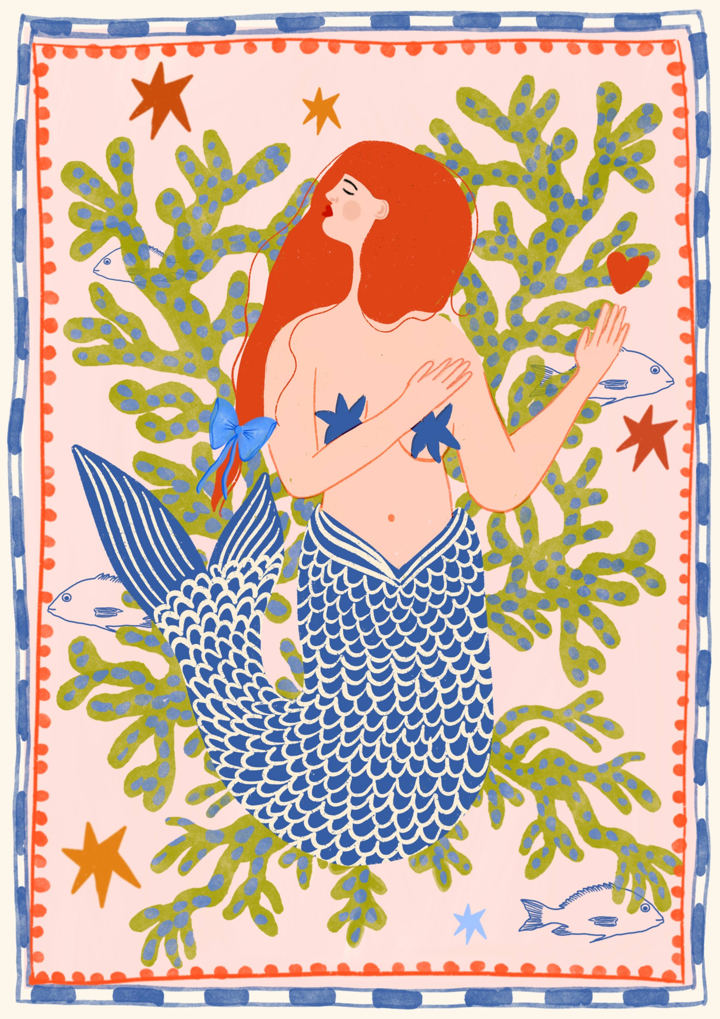 Folk zeemeermin grillige print